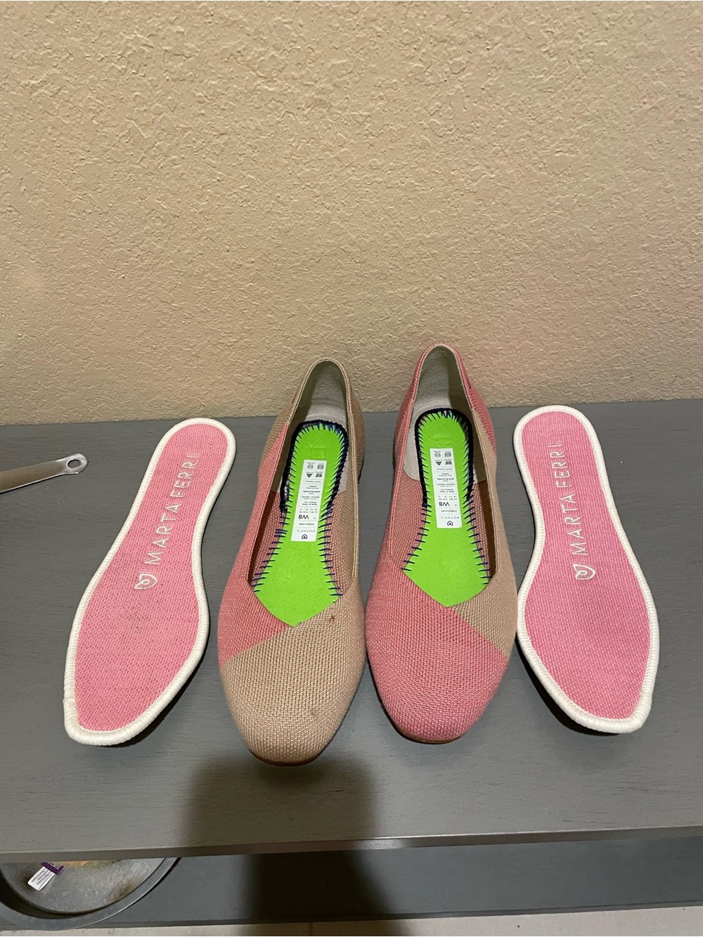 Rothy's camel merino Two-Tone Flats size 8 - fair condition, see description